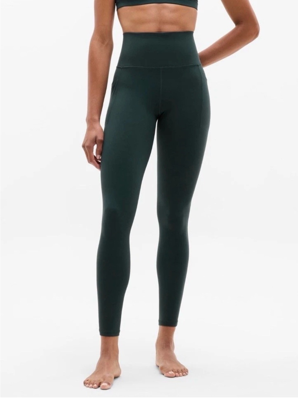 Athleta Salutation Stash High Rise Legging Pine Green #599749 Full Length